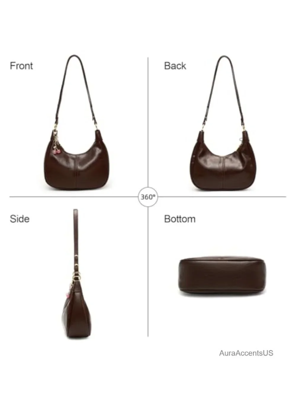 Small Crescent Hobo Shoulder Bag Vegan Leather Crossbody